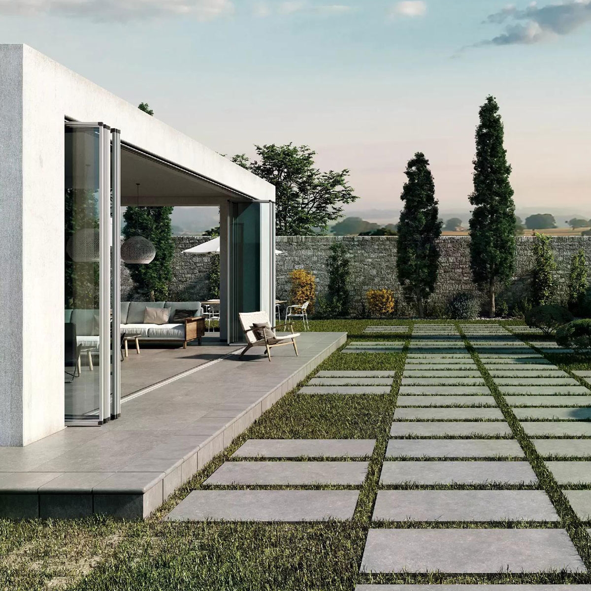 Ambiente com pavimento antiderrapante Ardenas Gray 9mm 60x120