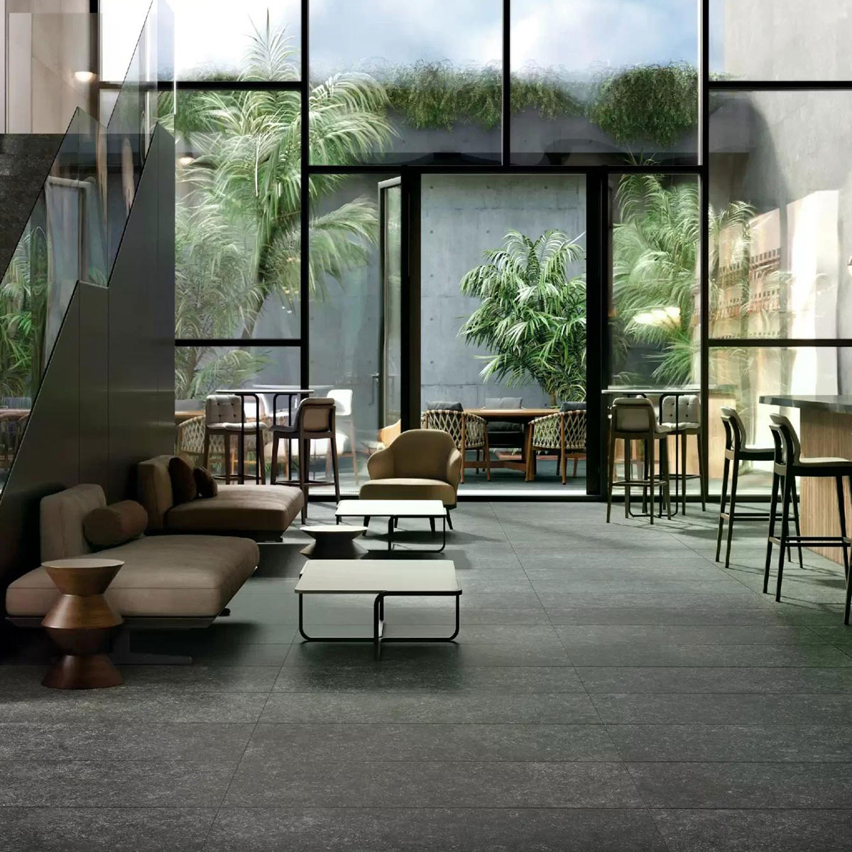 Interior with Ardenas Anthracite flooring 9mm 14.5x120