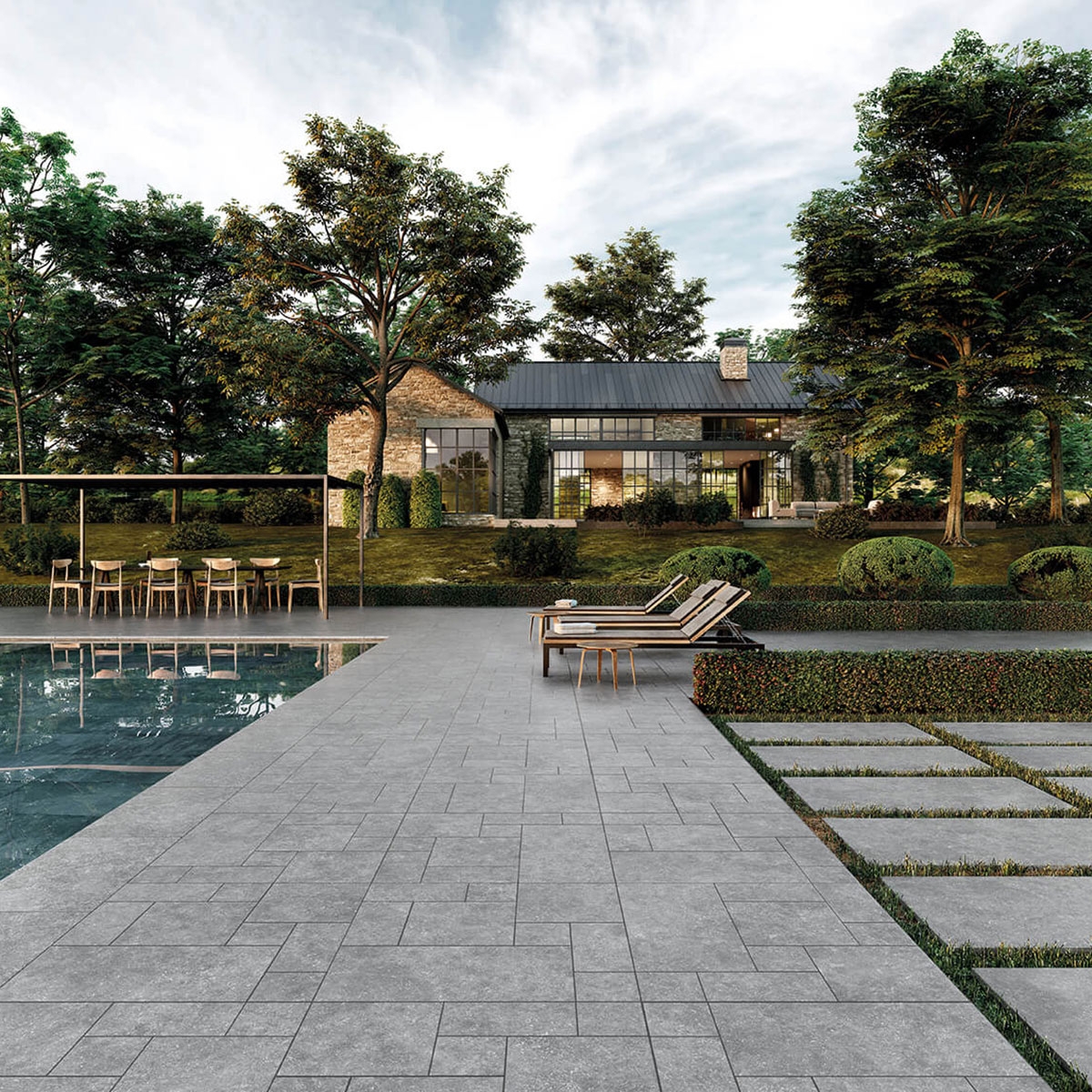 Exterior com pavimento antiderrapante Ardenas Gray 33x66,5 (Caixa 1,10m2)