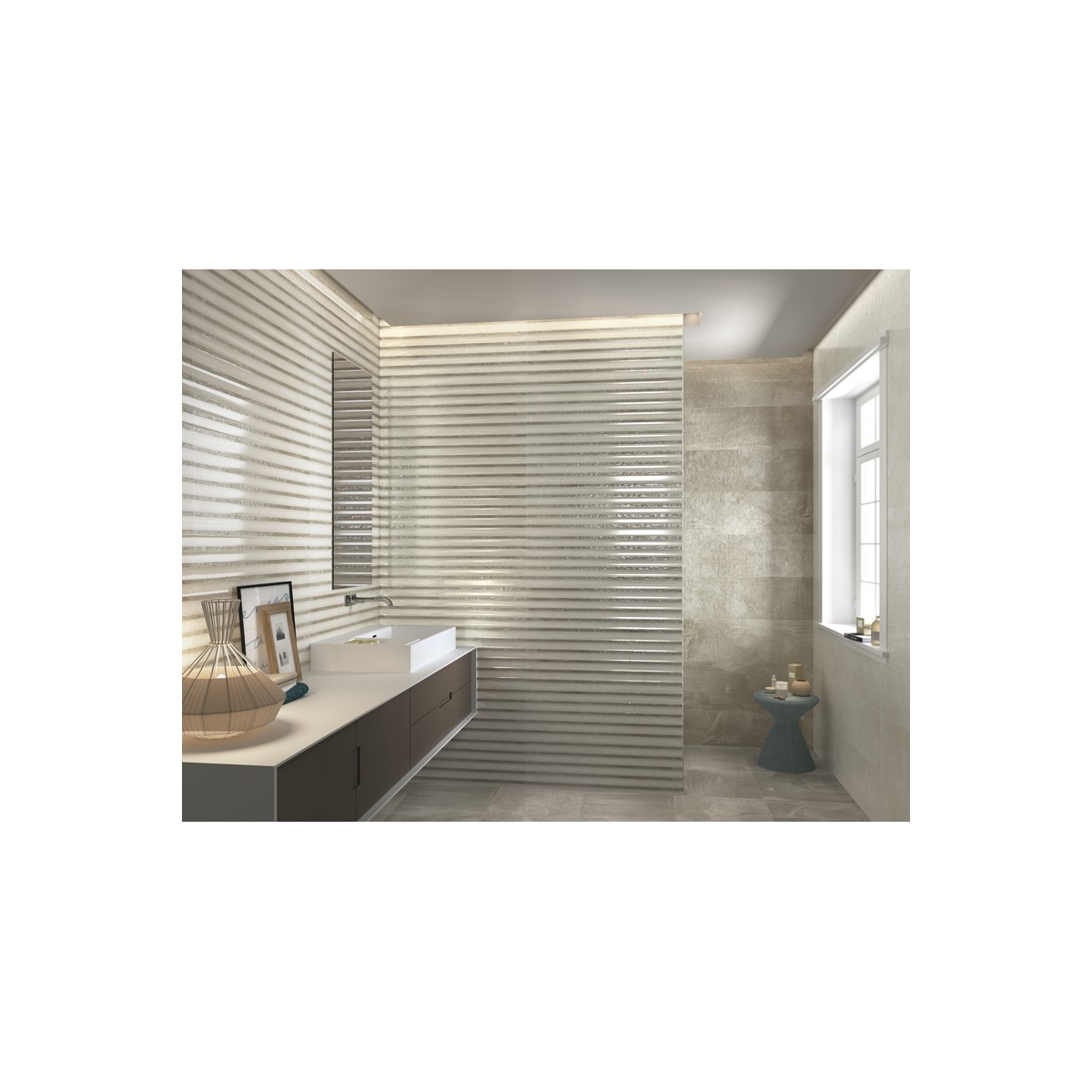 Serie 9522 Ceniza Relieve de Porcelanitedos - Azulejos de Baño grandes dimensiones