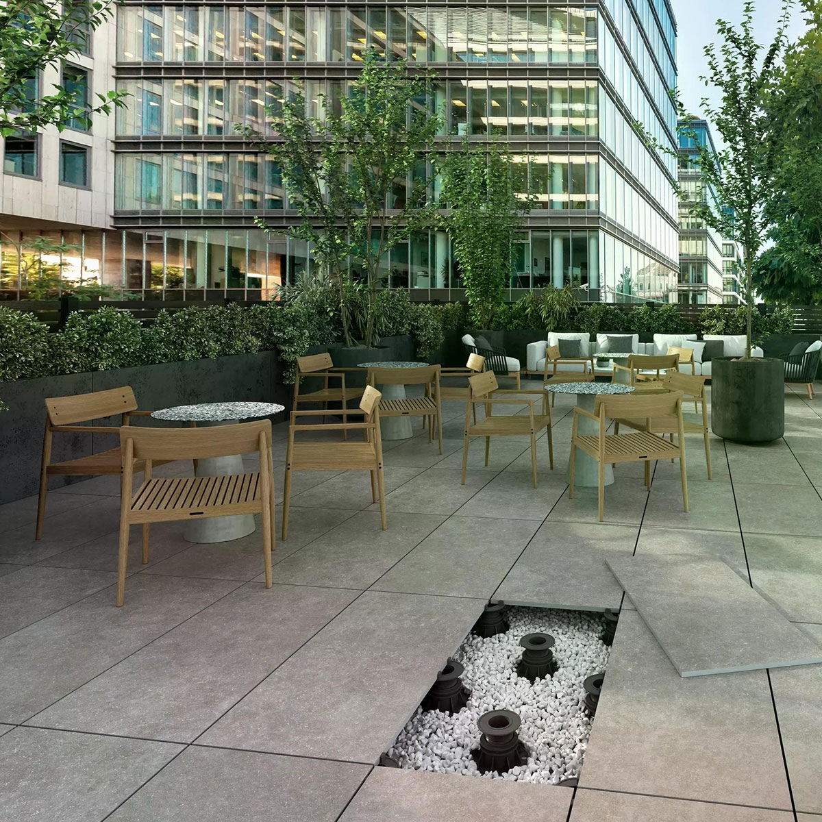 Ambiente com pavimento antiderrapante Ardenas Grosso Cinzento 60x120