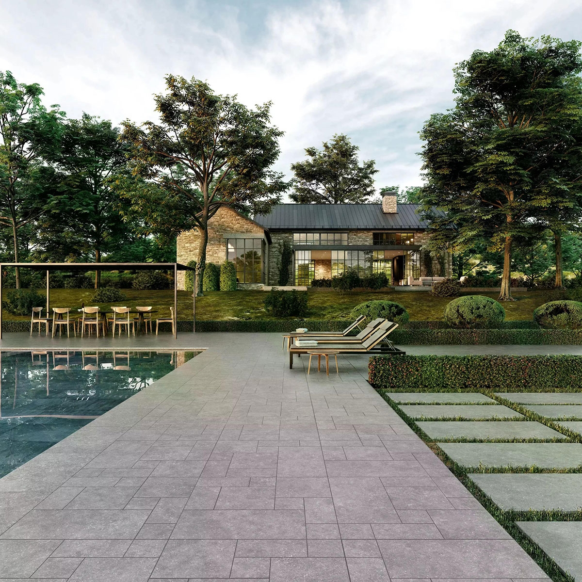 Extérieur avec chaussée antidérapante grise épaisse Ardenas 60x120 (Boîte 0,72 m2)