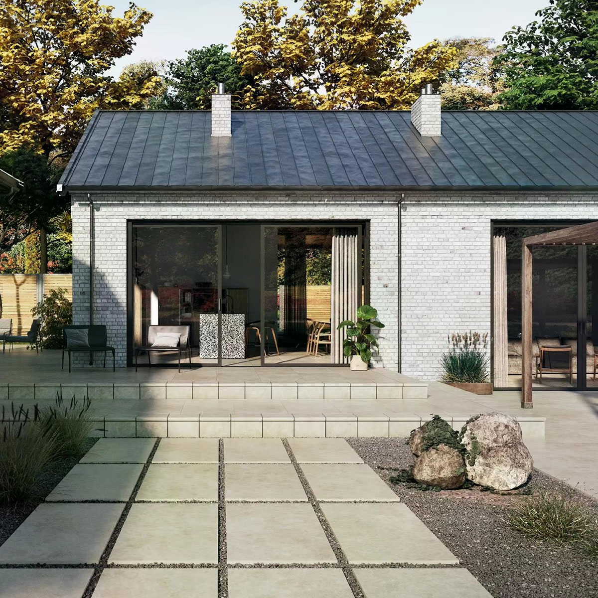 Exterior with Ardenas Thickened Ivory Non-slip flooring 60x120