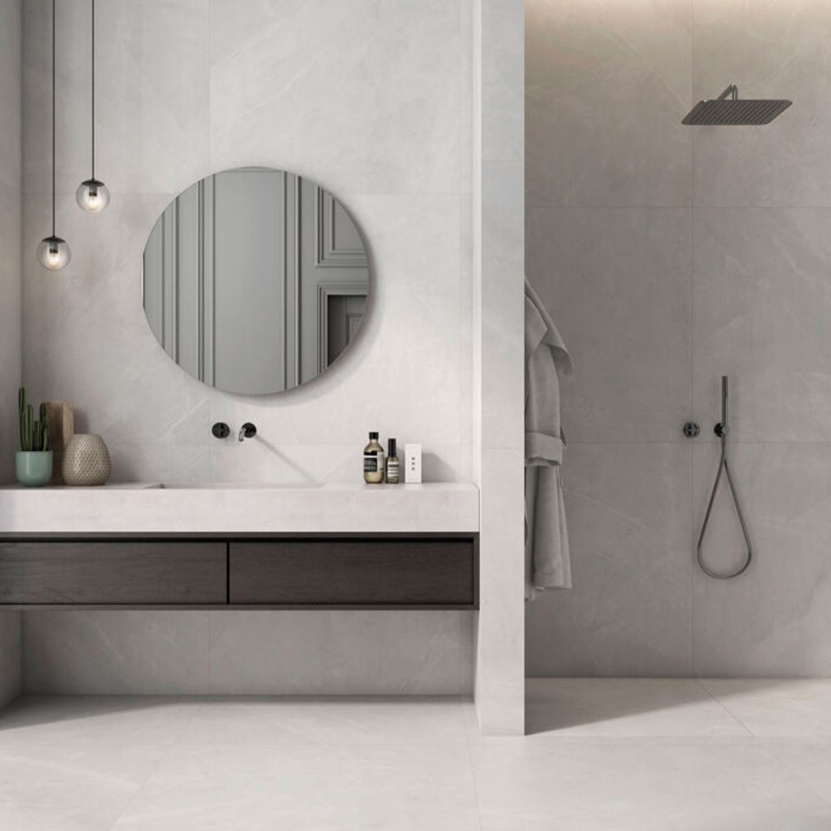 Salle de bain avec revêtement Alba White 100x100 (Boîte 2,00 m2)