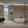 Baño con Pavimento y Revestimiento Messa Greige 120x120