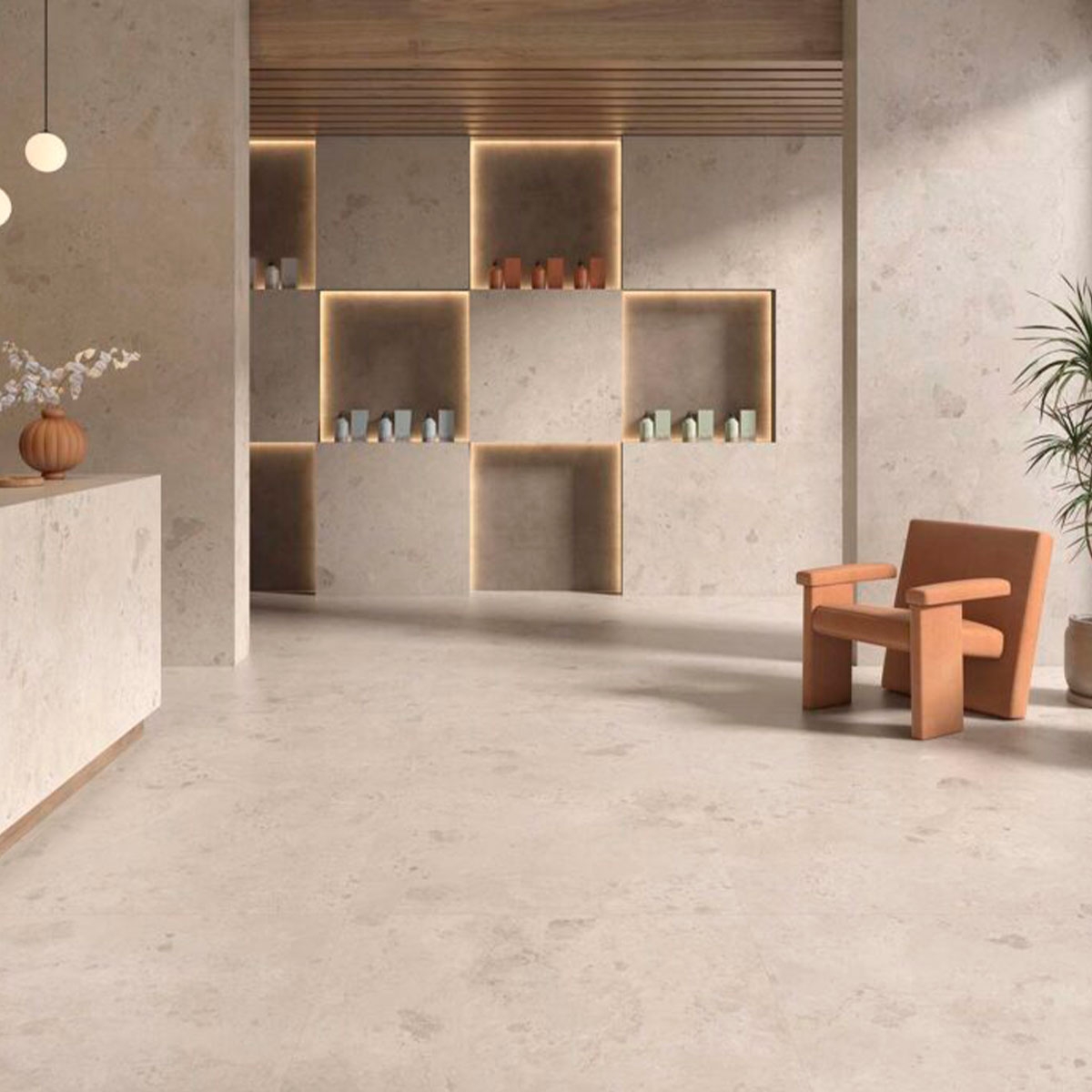 Innenraum mit Stratos Breccia Mud Matte 60x120 Fußboden (Box 1,44m²)