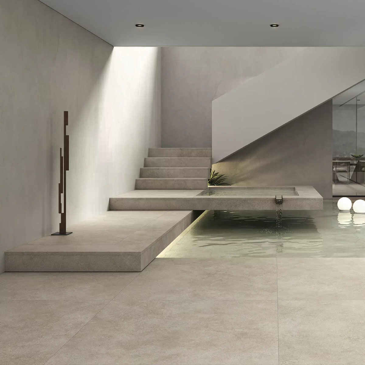 Interior con Peldaño Recto 120 Provenza Navona 33x120x3