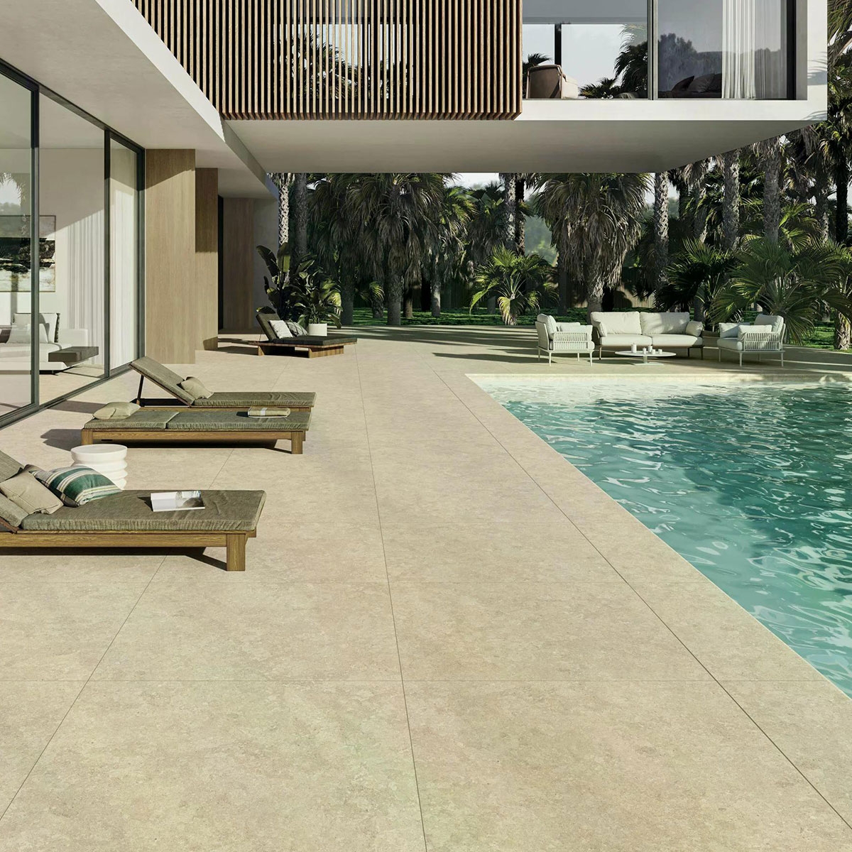 Exterior com pavimento antiderrapante Bedford Sand 120x120