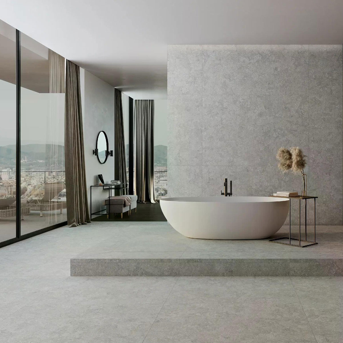 Bathroom with Bedford Pearl Non-slip flooring 60x120