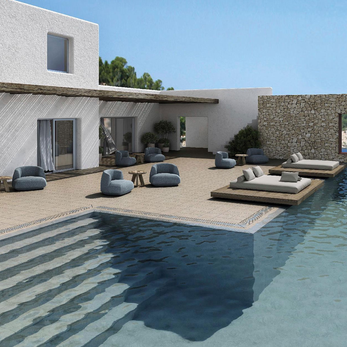 Exterior with Bedford Sand Non-slip flooring 8mm 33x33