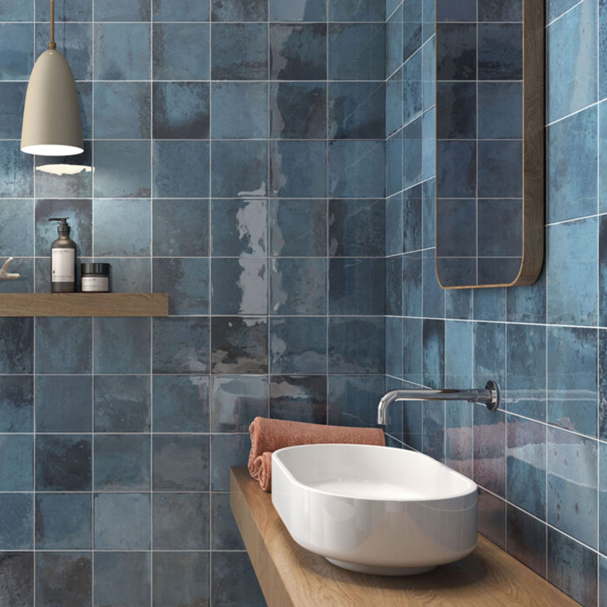 Badezimmer mit Provence Ocean Wandfliesen 31,6x60