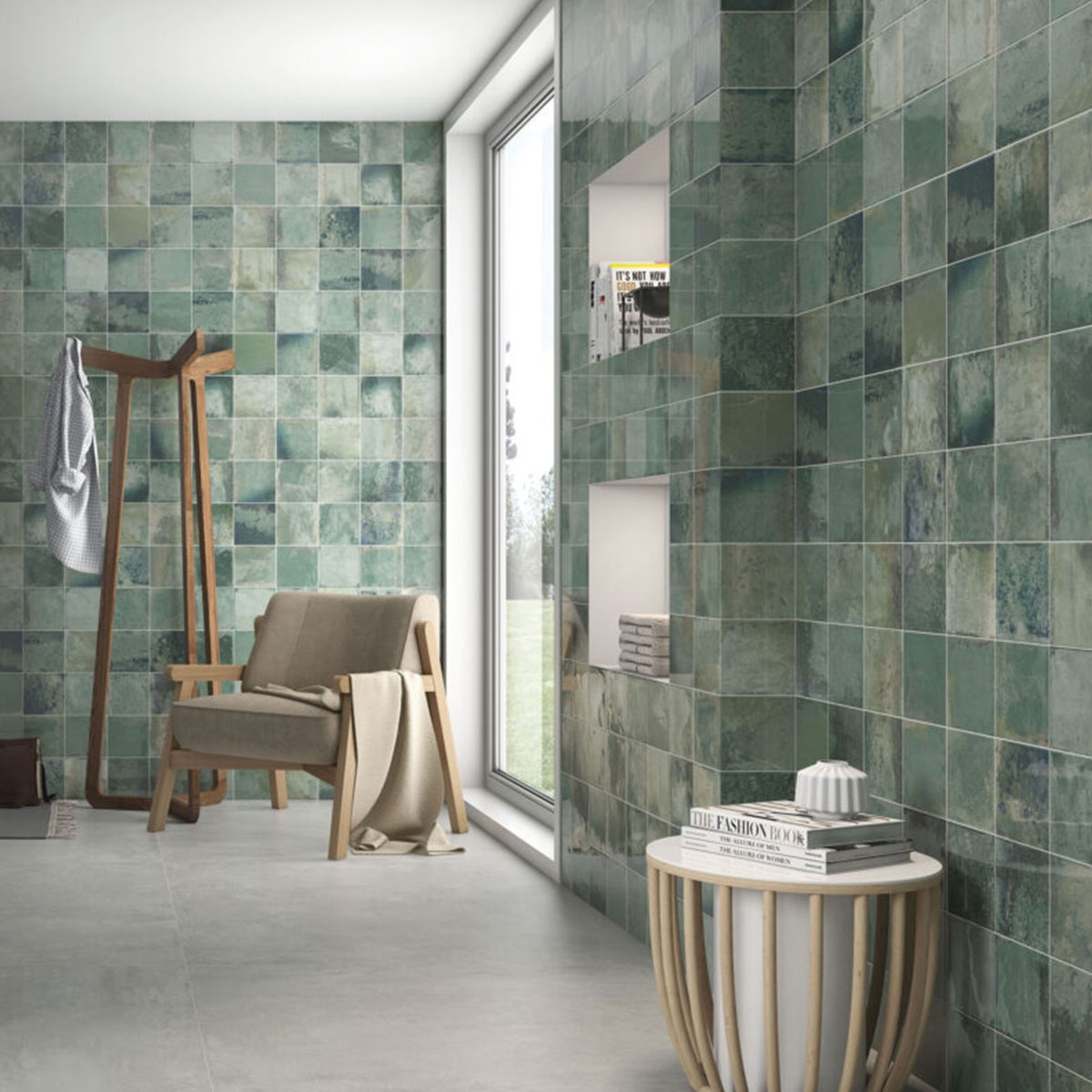 Salle de bain avec revêtement menthe de Provence 31,6x60