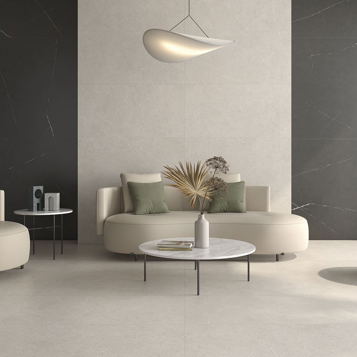 Interior with Materia Arena pavement 120x120