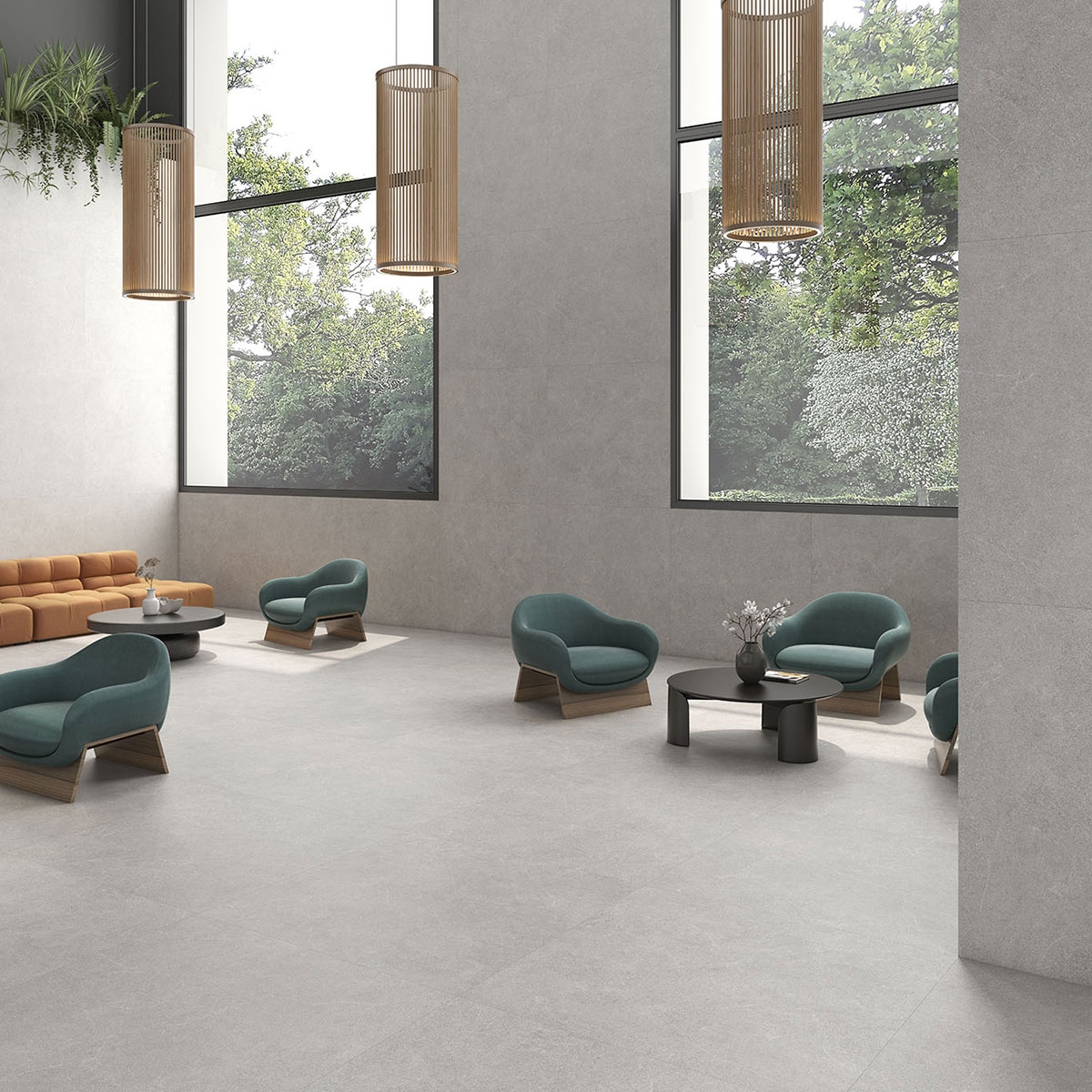 Interior com pavimento Pearl Matter 120x120