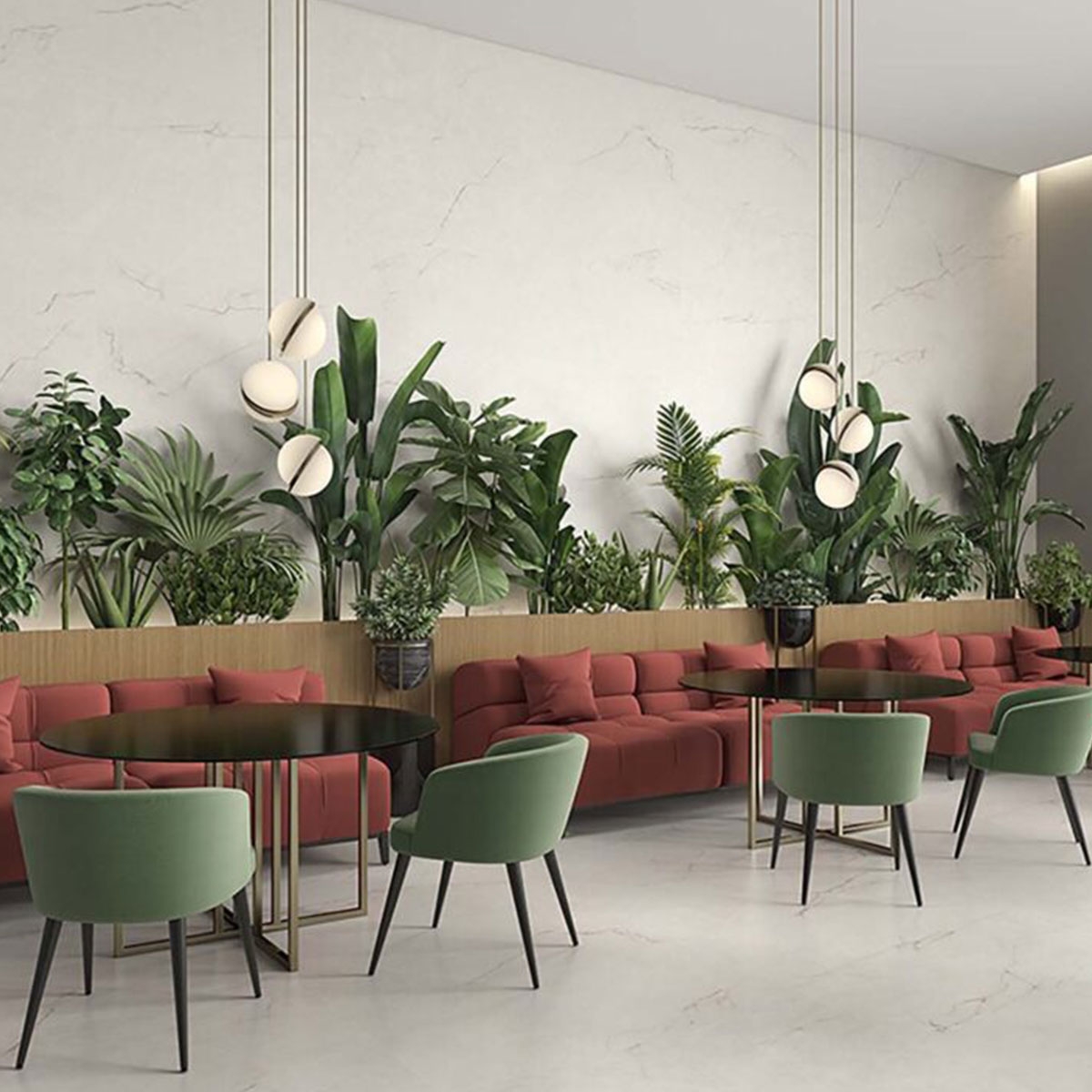 Lounge mit Quartzite Cream 60x120 Fußboden