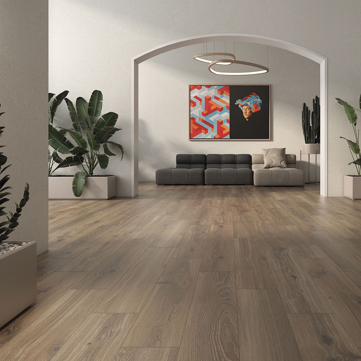 Interior com revestimento Memory White 120x120