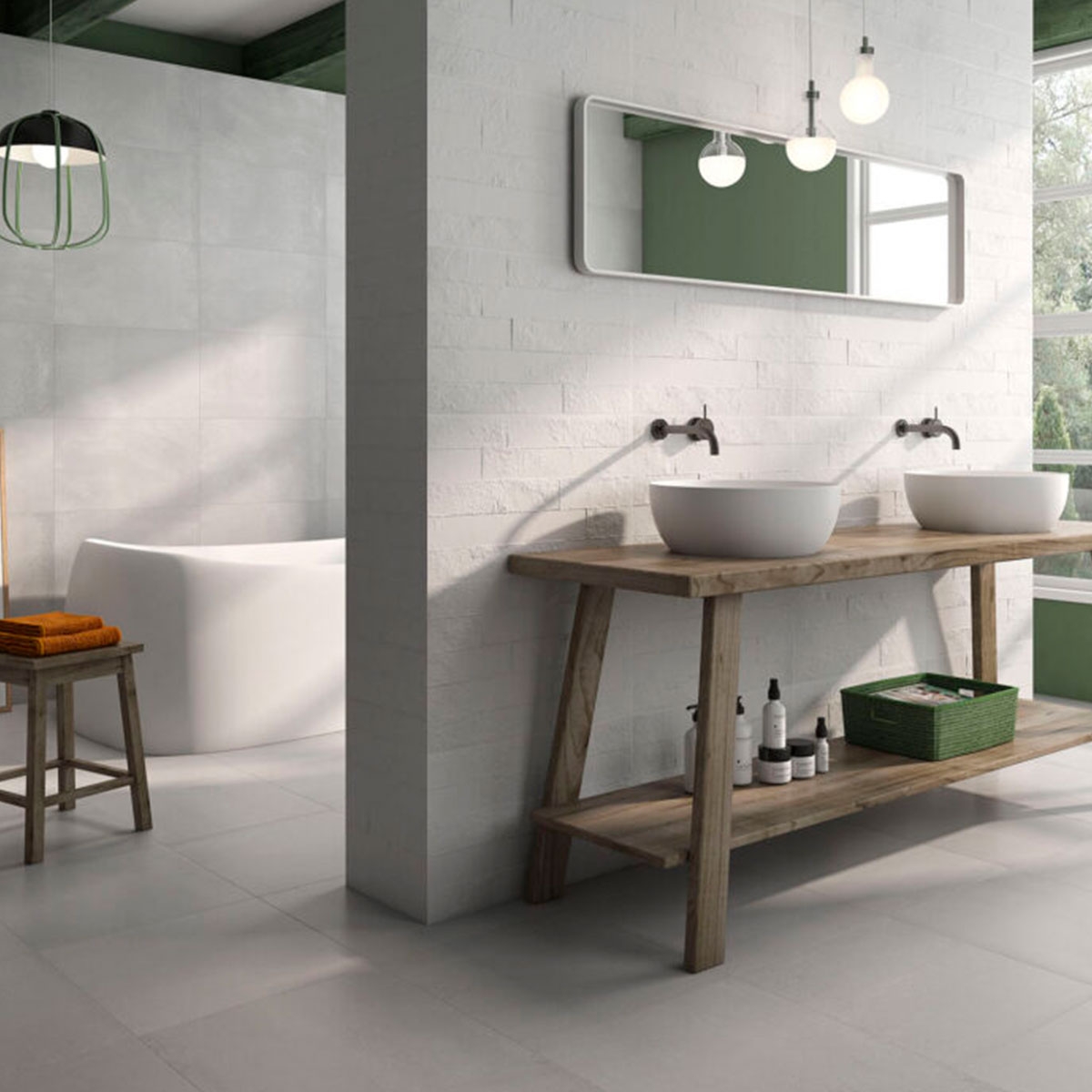 Baño con Revestimiento Adine Relieve Blanco 33,3x55