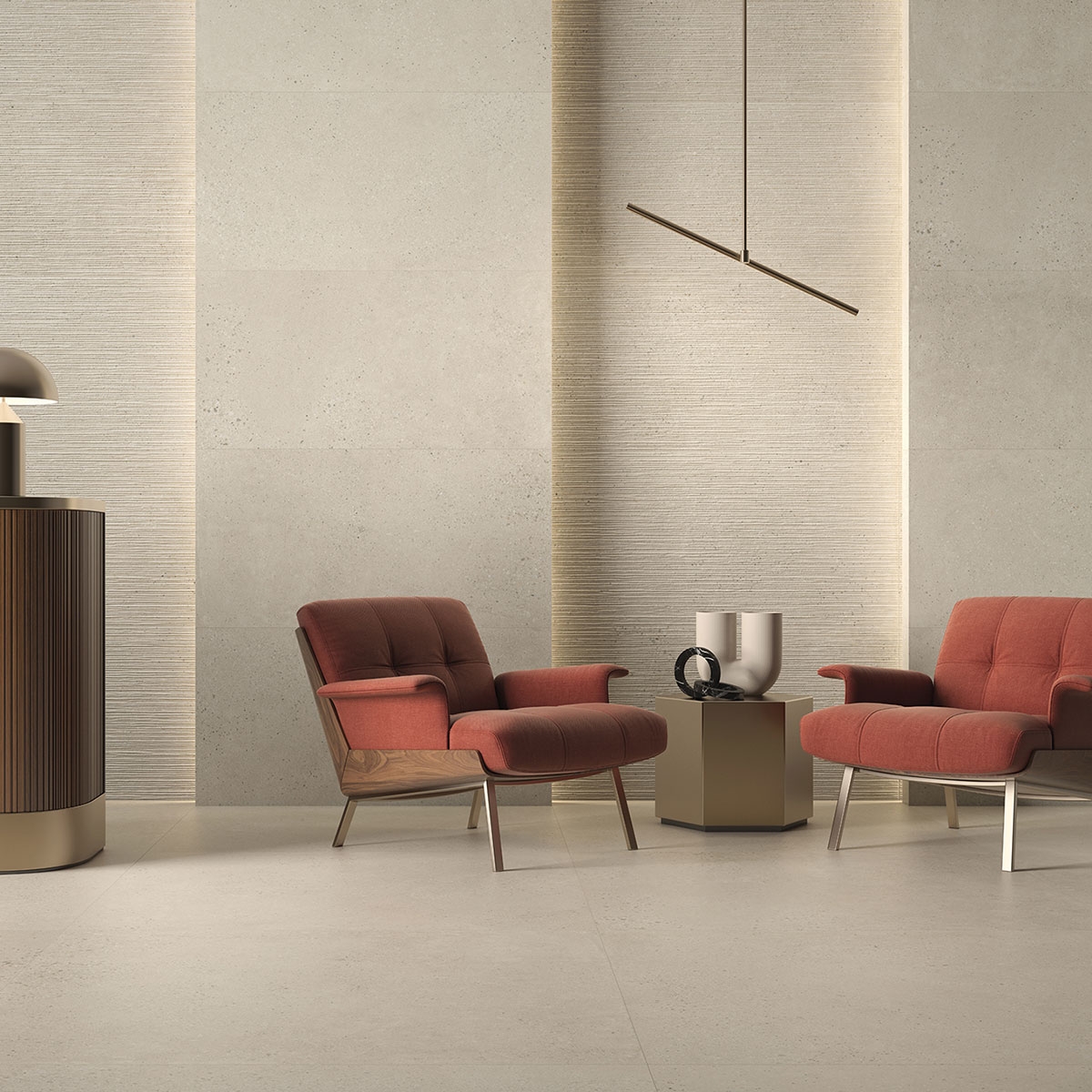 Interior with Memory Relief Ivory coating 60x120