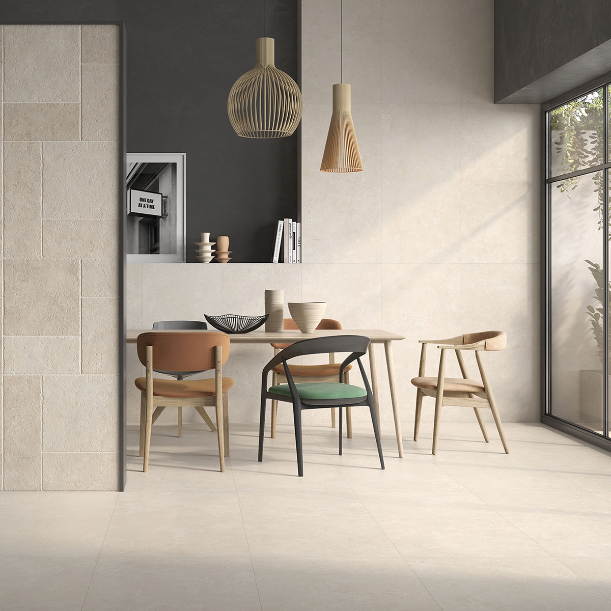 Intérieur avec carreaux de sol et murs Montpellier Ivory 60x120