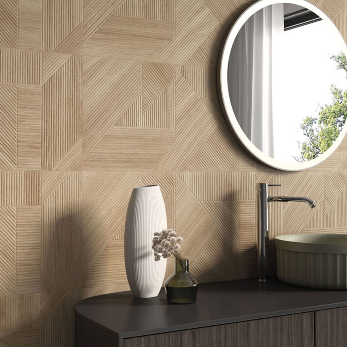 Salle de bain avec revêtement RLV Tabala Honey 36x80