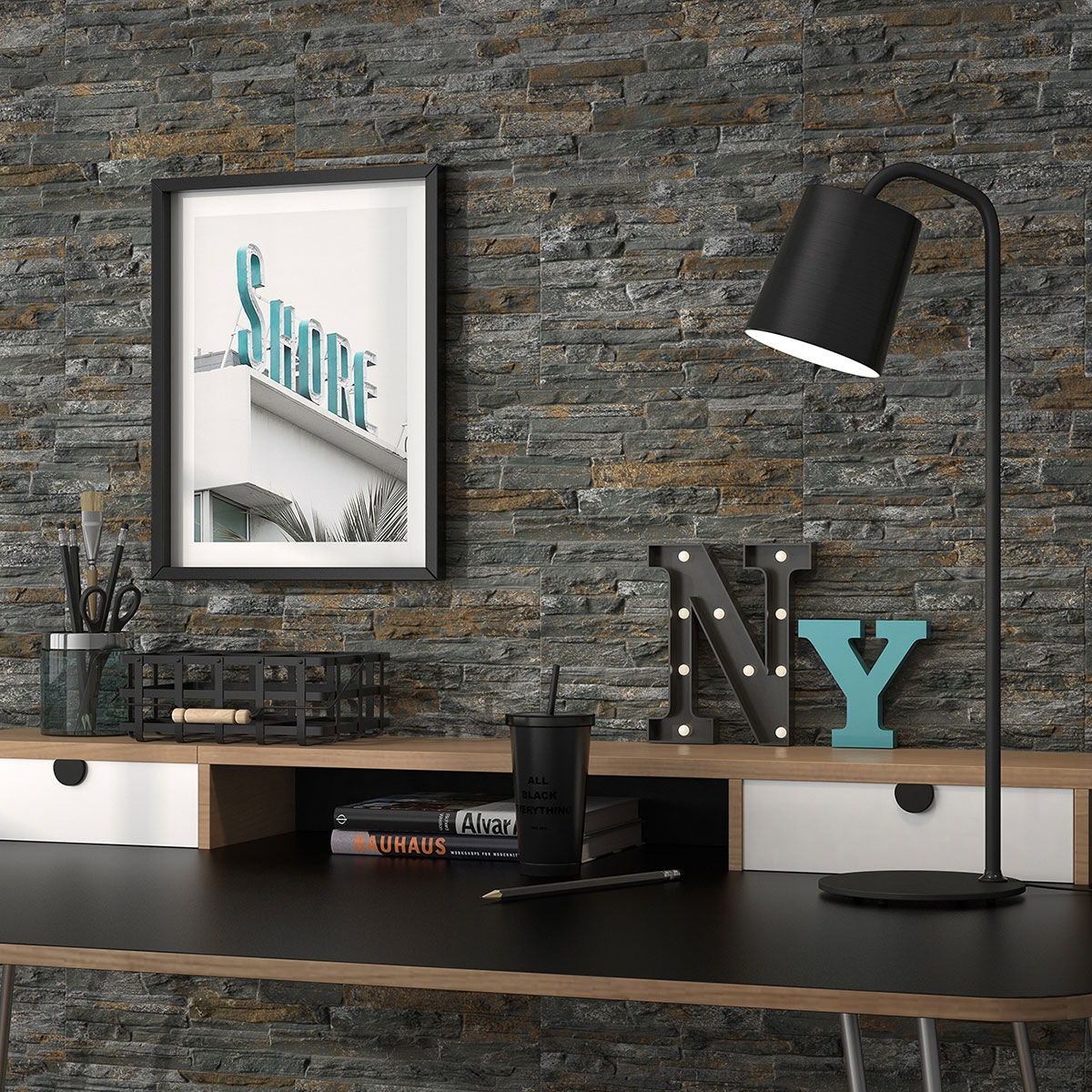 Interior con revestimiento Mubi Magma 17x52