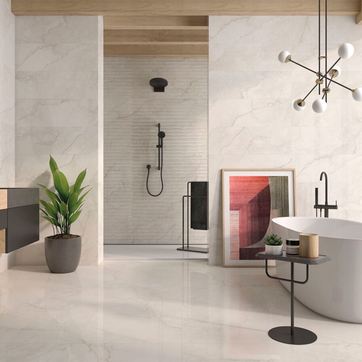 Innenraum mit Cronos P.B Ivory Beschichtung 30x90 (Box 1,35 m²)