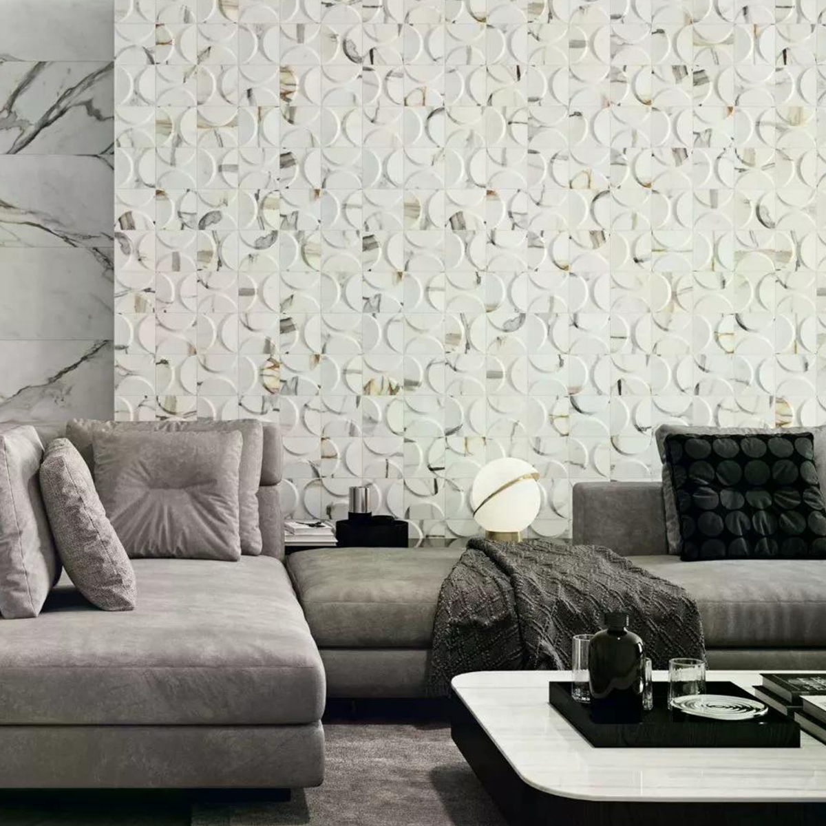 Sala con Revestimiento Calacatta Gold Eclipse 33x33