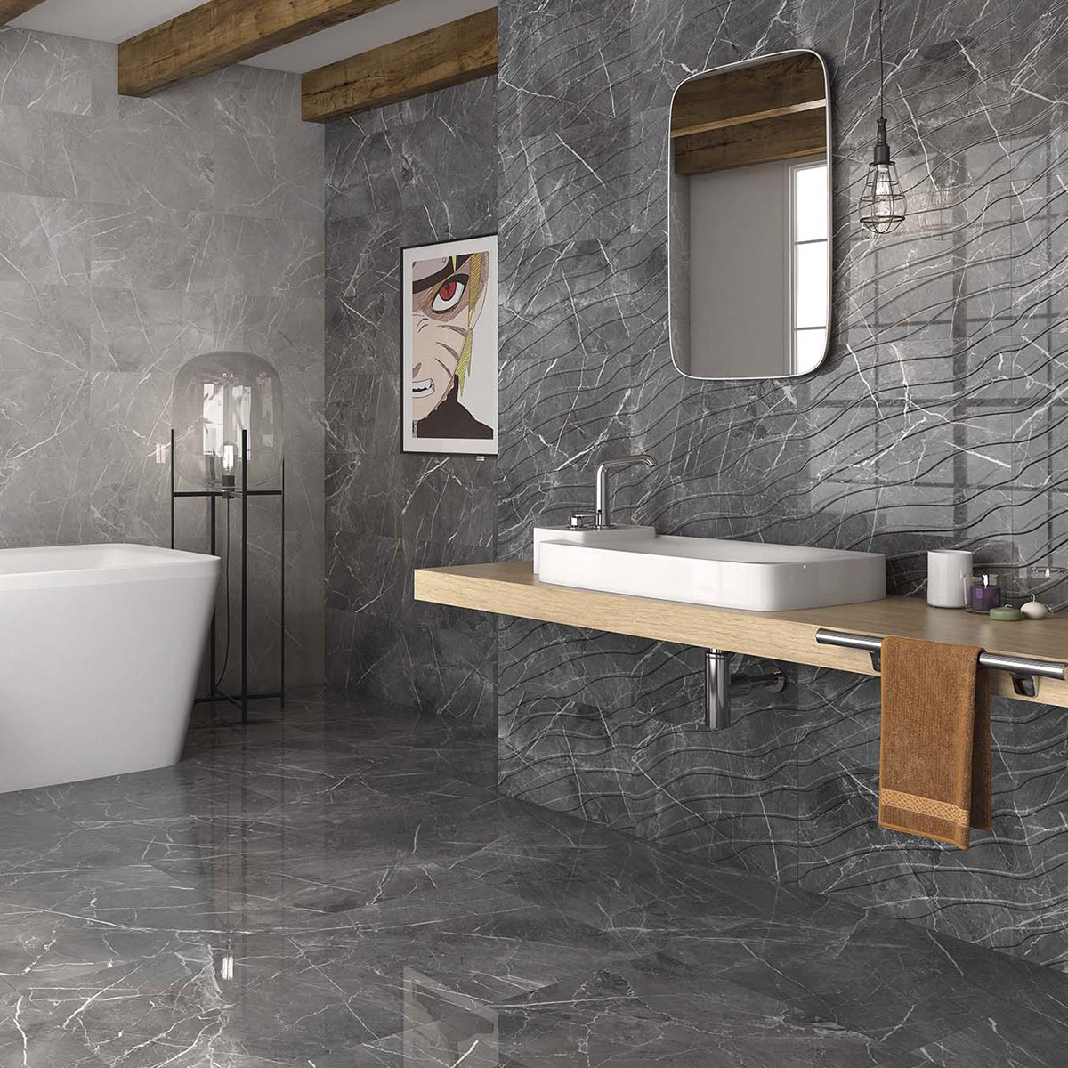 Baño con revestimiento Navia Relieve Marengo 33.5x55