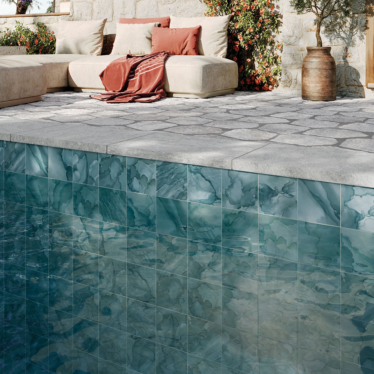 Piscina con revestimiento Aquarelle Midnight 33x33 (Caja 1,00m2)