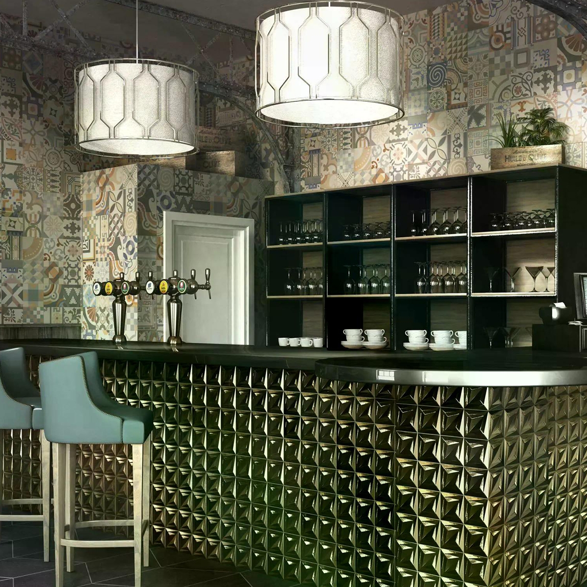 Barra con Revestimiento Delta Oro 33x33