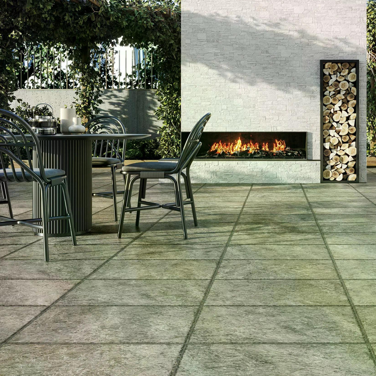 Exterior con Pavimento Denali Charcoal Antideslizante 44x66