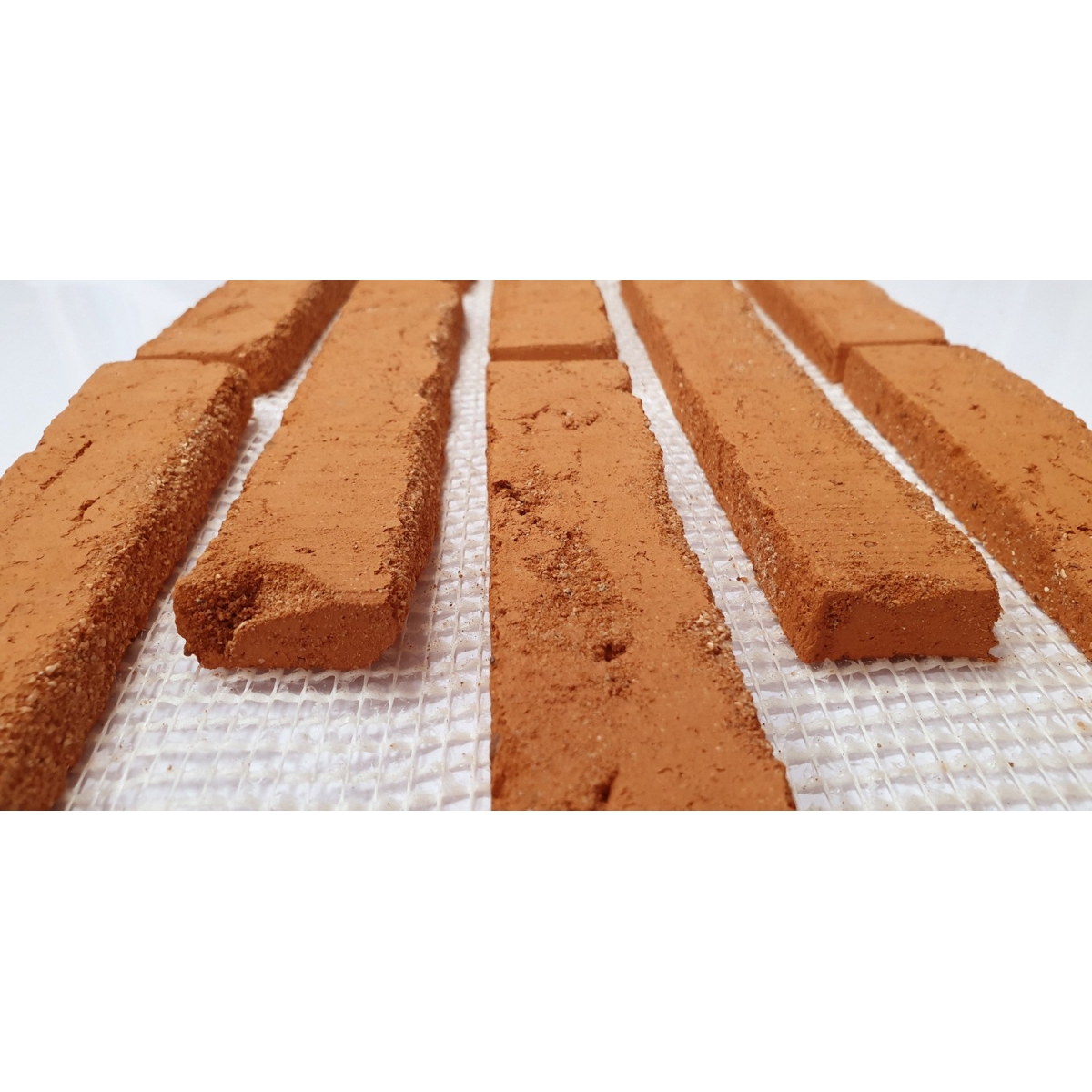 Mesh brick tile for interior and exterior cladding red tone