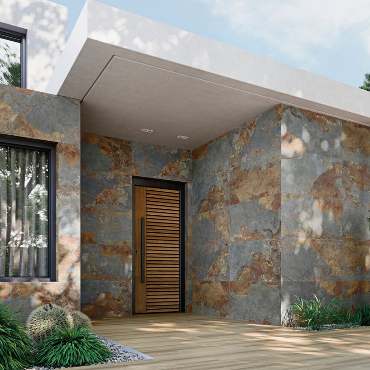 Exterior con Revestimiento Cumbria Grey Antideslizante 60x120