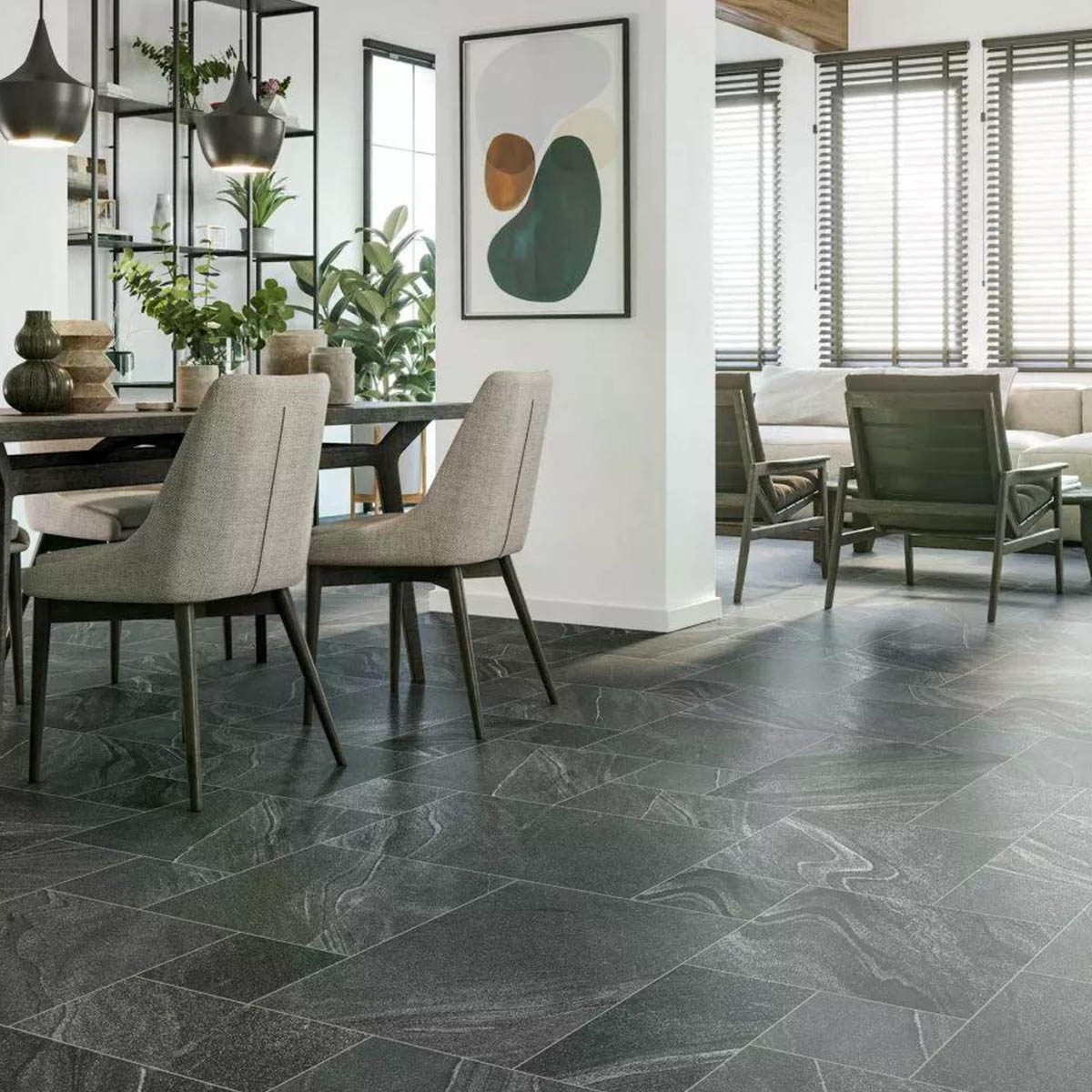 Interior con Pavimento Esla Modular Antideslizante