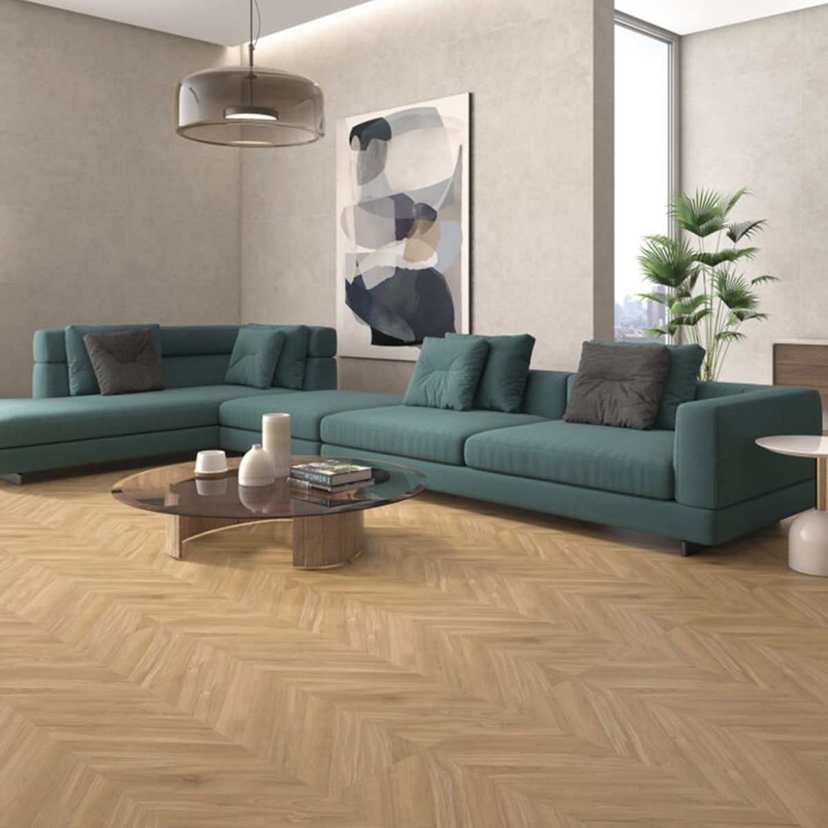 Sala con Revestimiento Sena Marfil 60x120