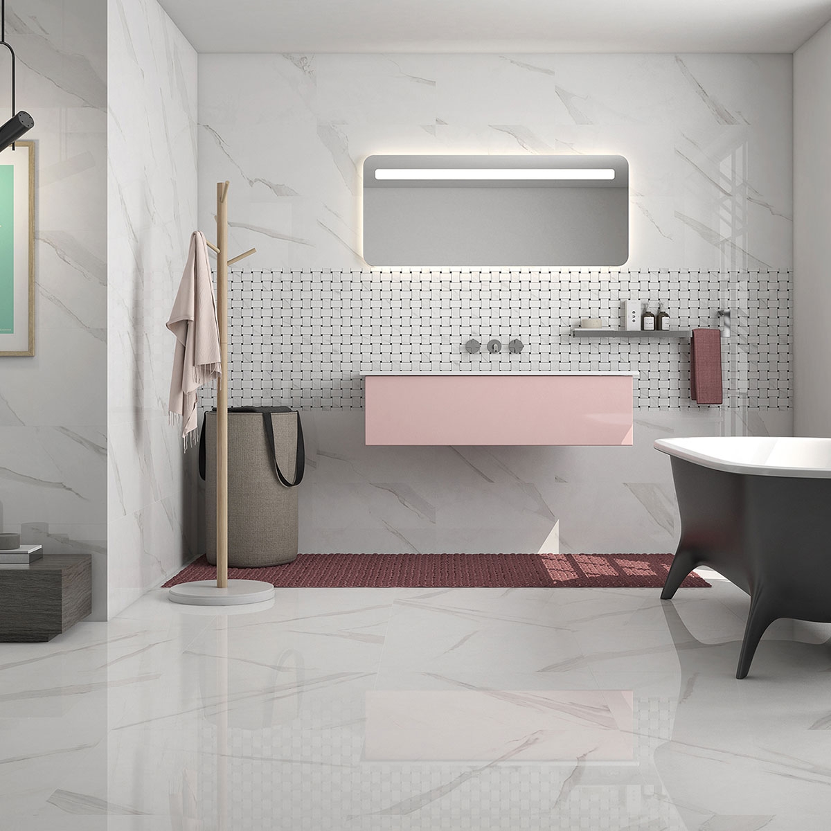 Casa de banho com revestimento Neptune Tangle White 33,3x55