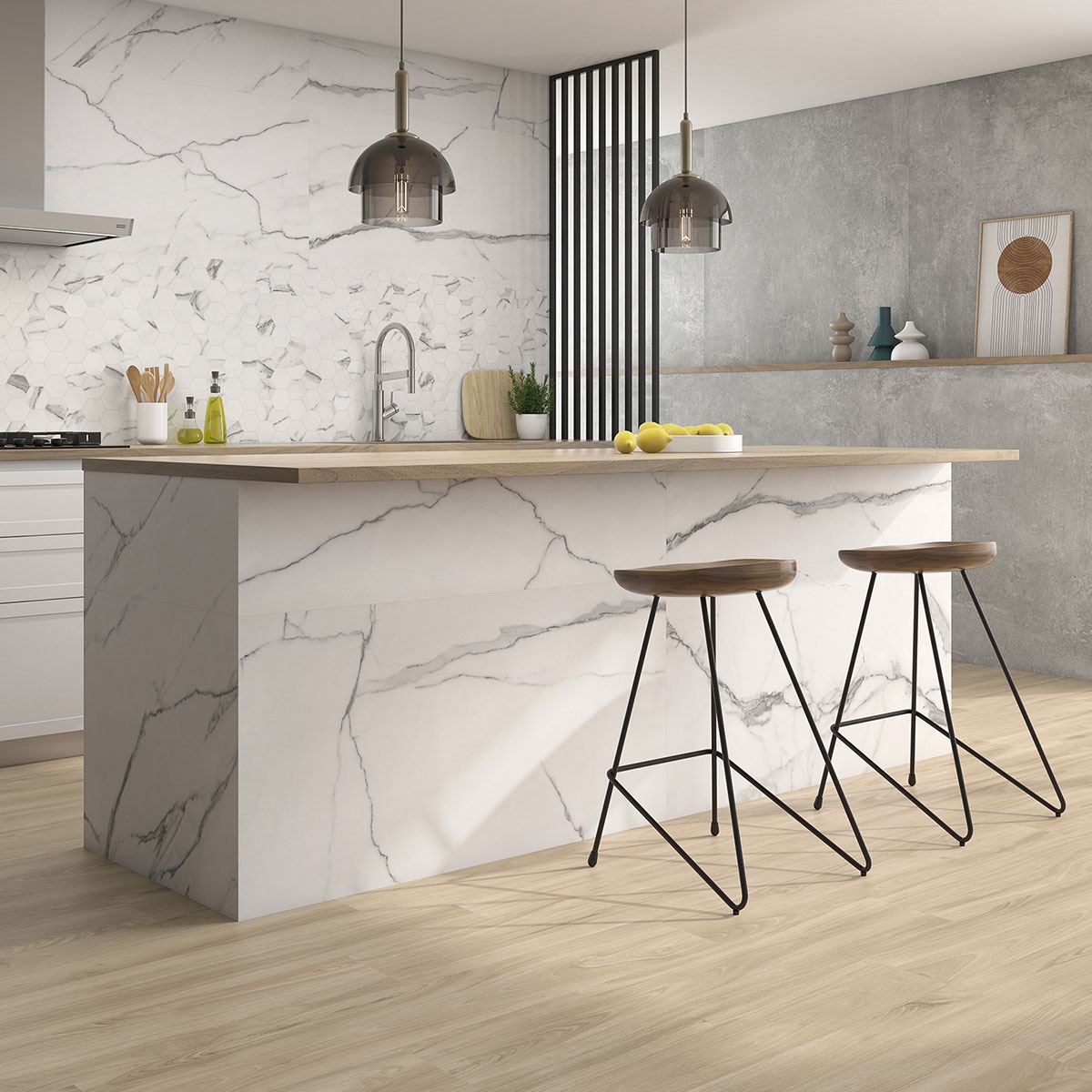 Interior com revestimento Nilo White 60x120