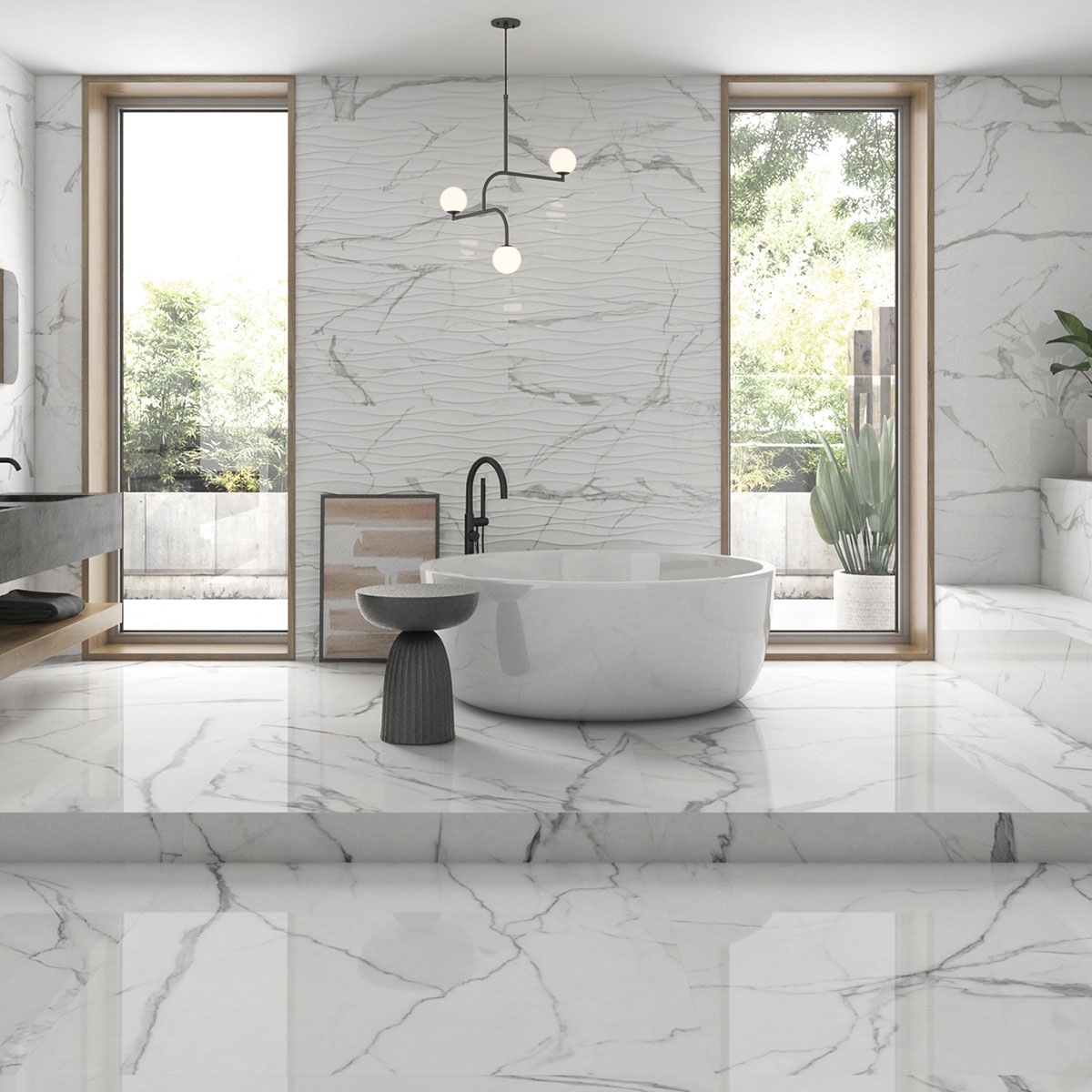 Badezimmer mit Nilo poliertem weißen Pflaster 60x60