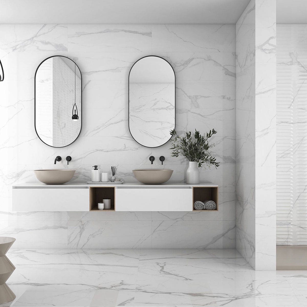 Salle de bain avec sol Num White 60x60