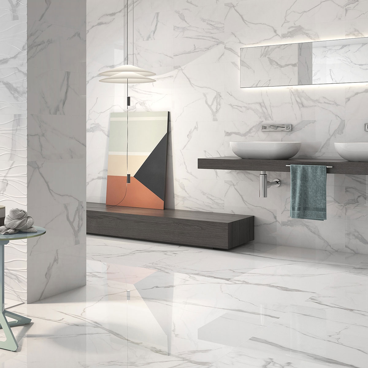 Salle de bain avec sol Num White 60x60 (Boîte 1,44m2)