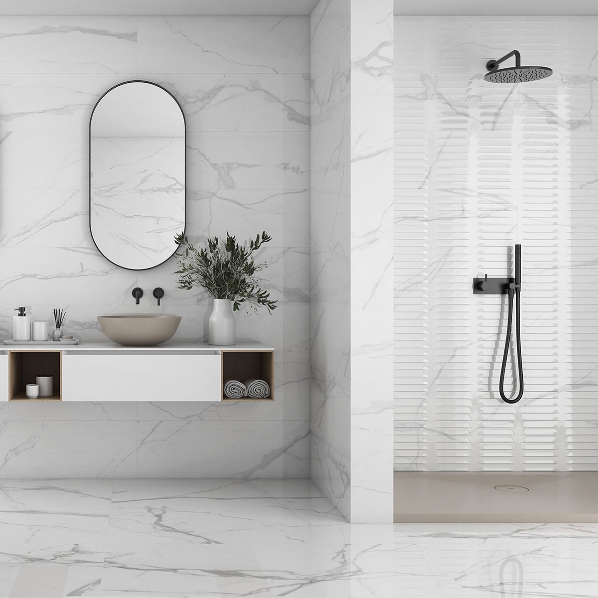 Baño con revestimiento Num P.R Relieve Blanco 30x90