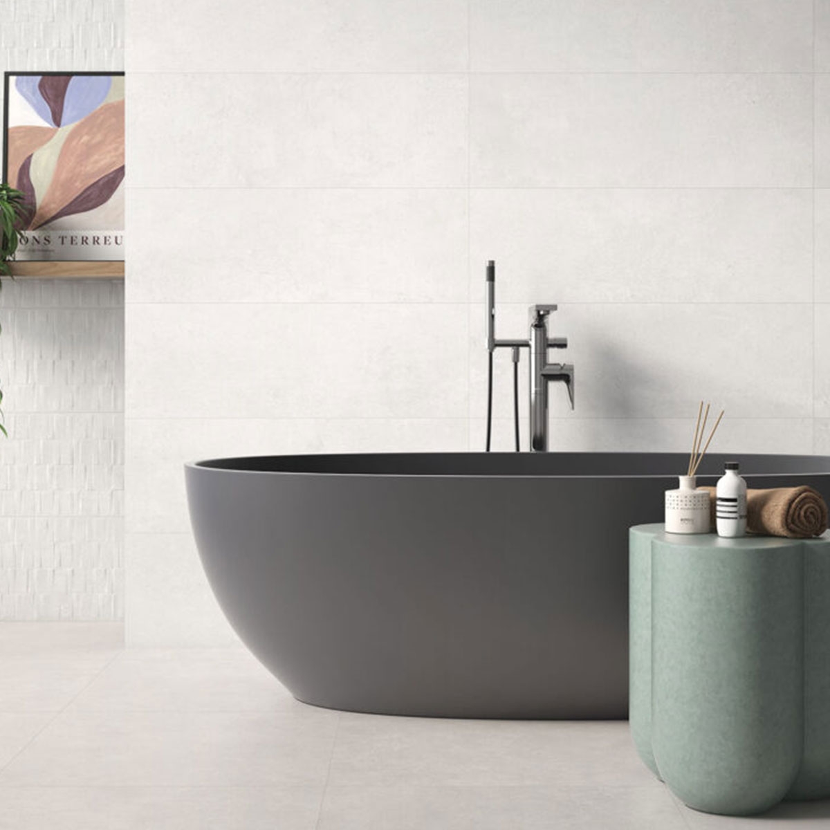 Baño con Pavimento Sena Perla 60x60