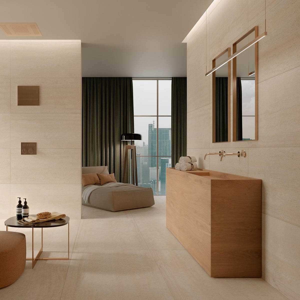 Interior with Navona Travertine Coating 60x120