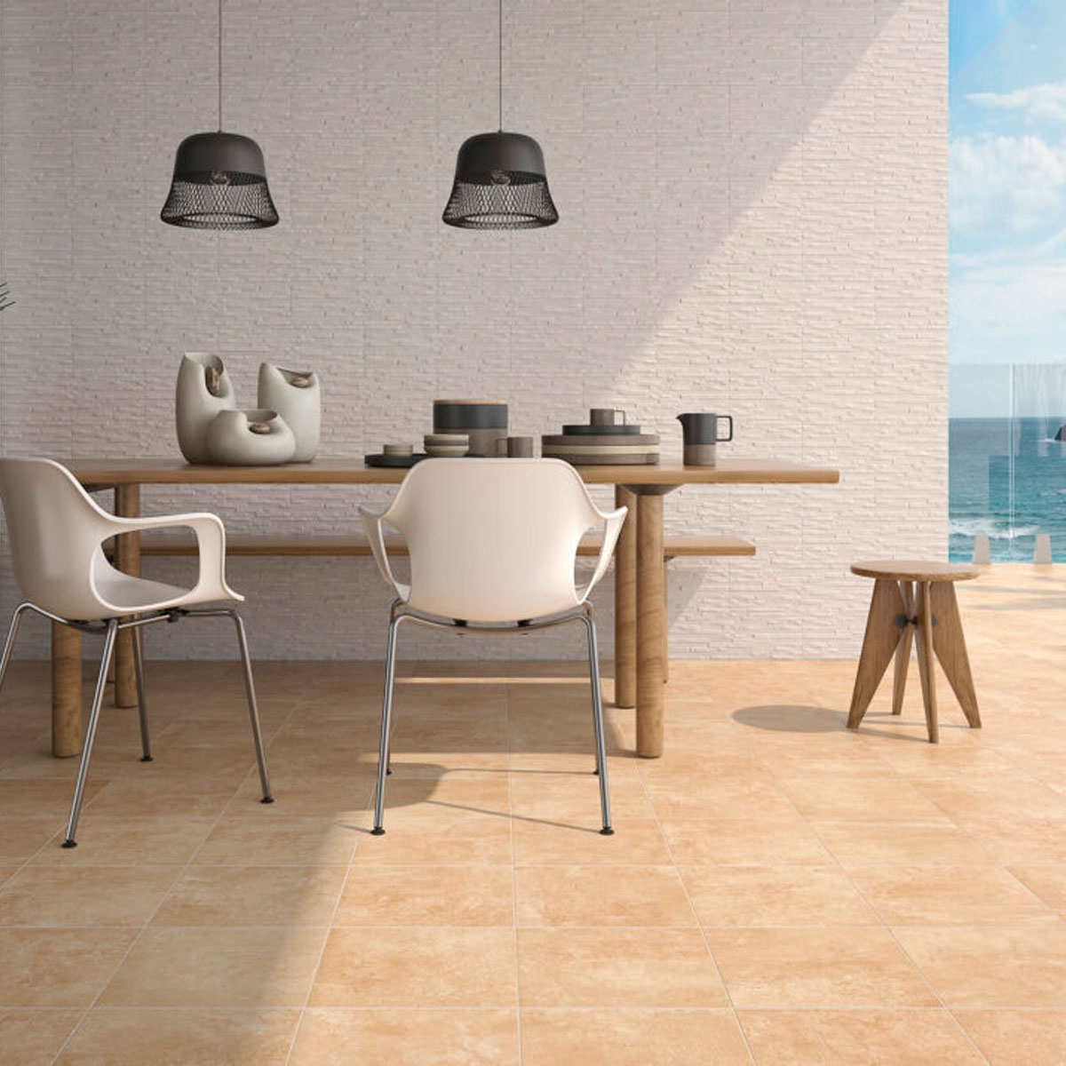 Ambiente con Adz Tevere Ocre 33,3x33,3