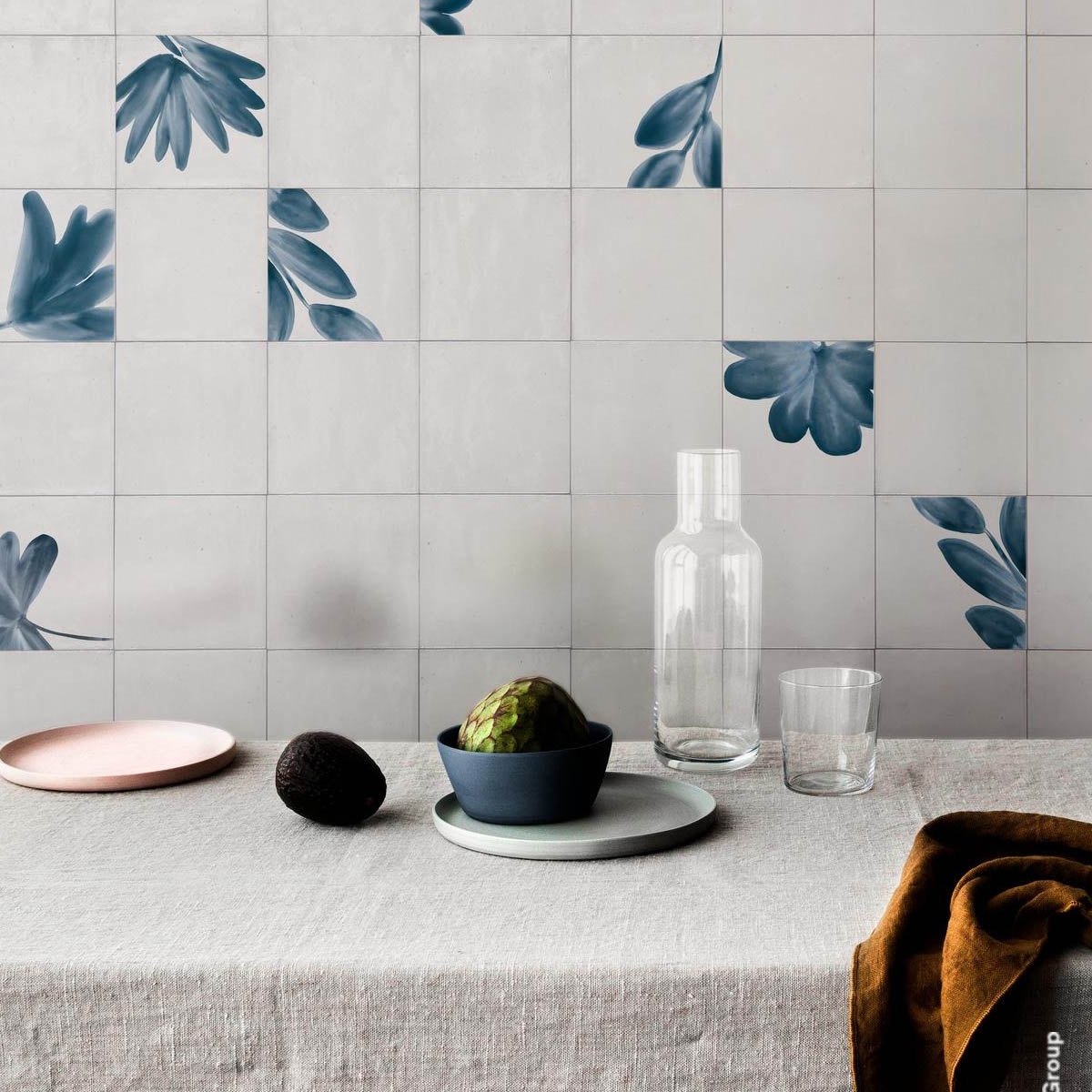 Innenraum mit Rice Bianco Decoro Blossom Lux 15x15 Beschichtung