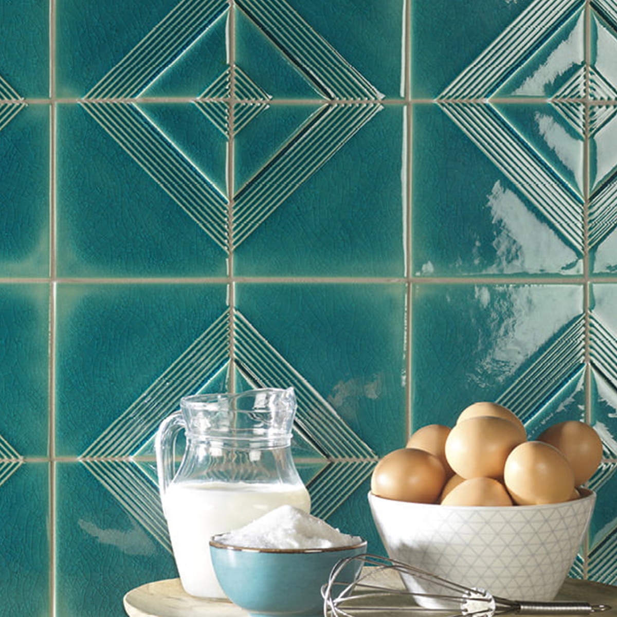 Kitchen with Valentino Turchese Crackle 13x13 cladding (Box 0.48m2)