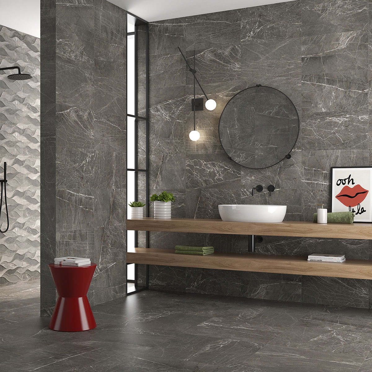 Salle de bain avec sol persan Marengo 60x60