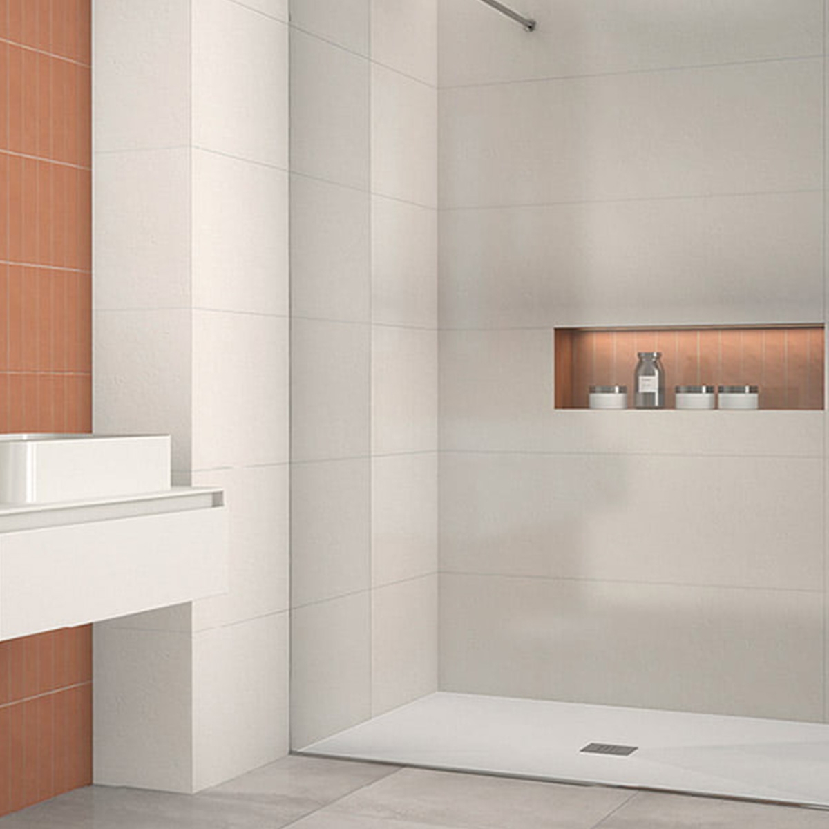 Ducha con Revestimiento Austral White 40x120