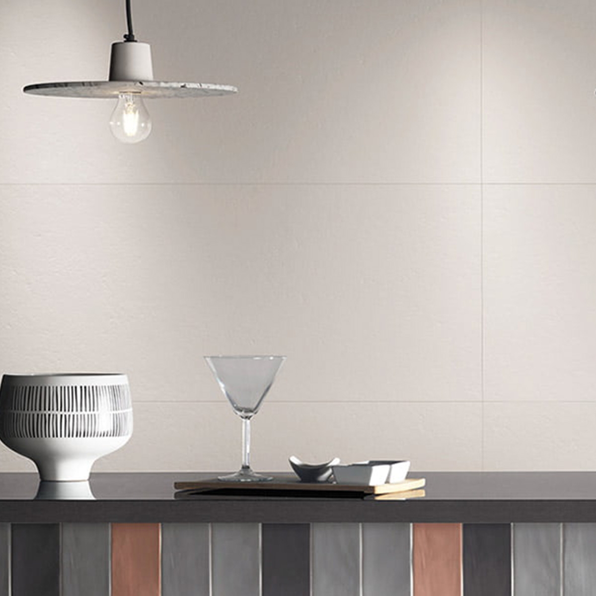 Interior con Revestimiento Austral White 40x120