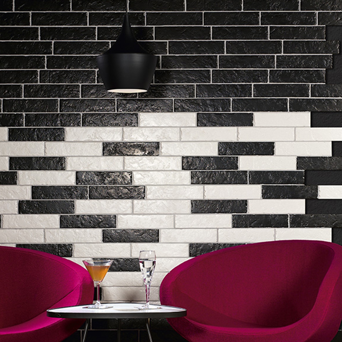 Interior com revestimento Boston Brick Night 25x50